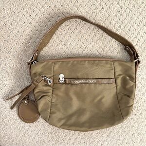 Mandarina Duck Green Nylon Shoulder Bag Purse with Leather Strap